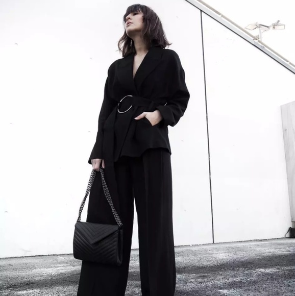 Zara Woman Studio Belted Pinstripe Blazer - Picture 2 of 7